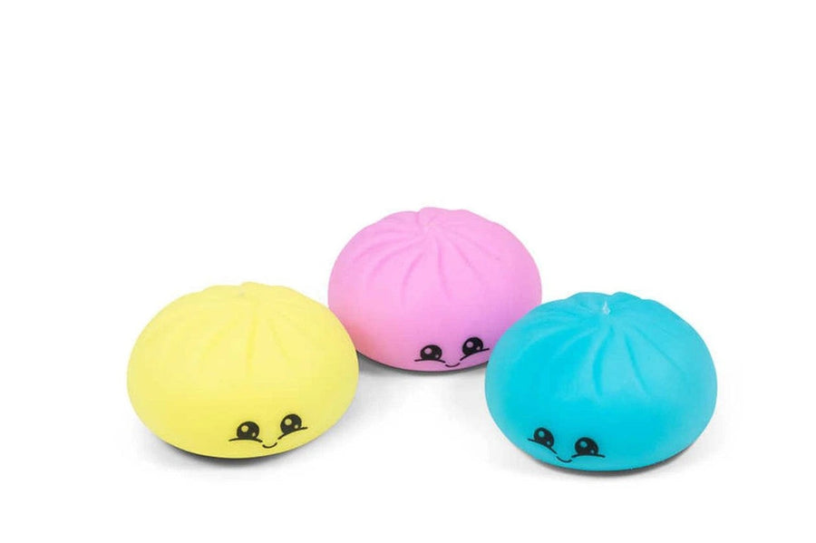 Squishy Dumplings 3-pakk – tre myke pastellfargede foam-dumplings i steamer basket