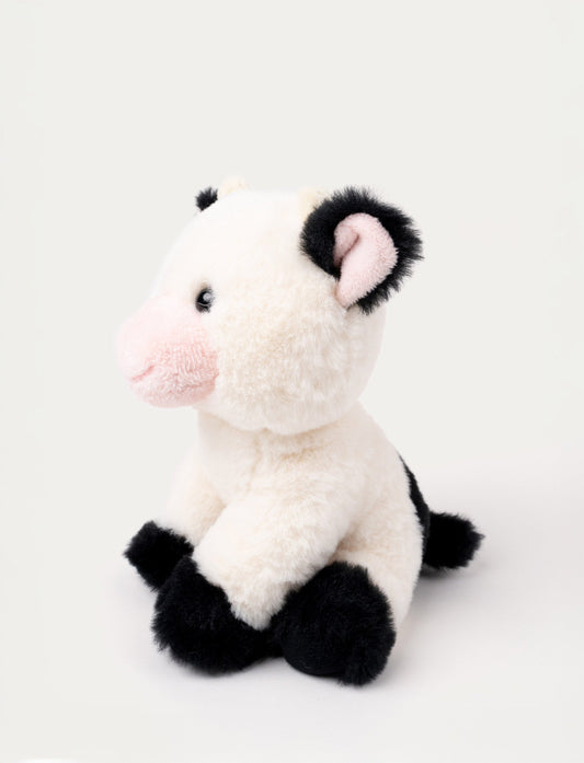 Sittende svart-hvit ku kosedyr fra Teddykompaniet Teddy Farm 18 cm