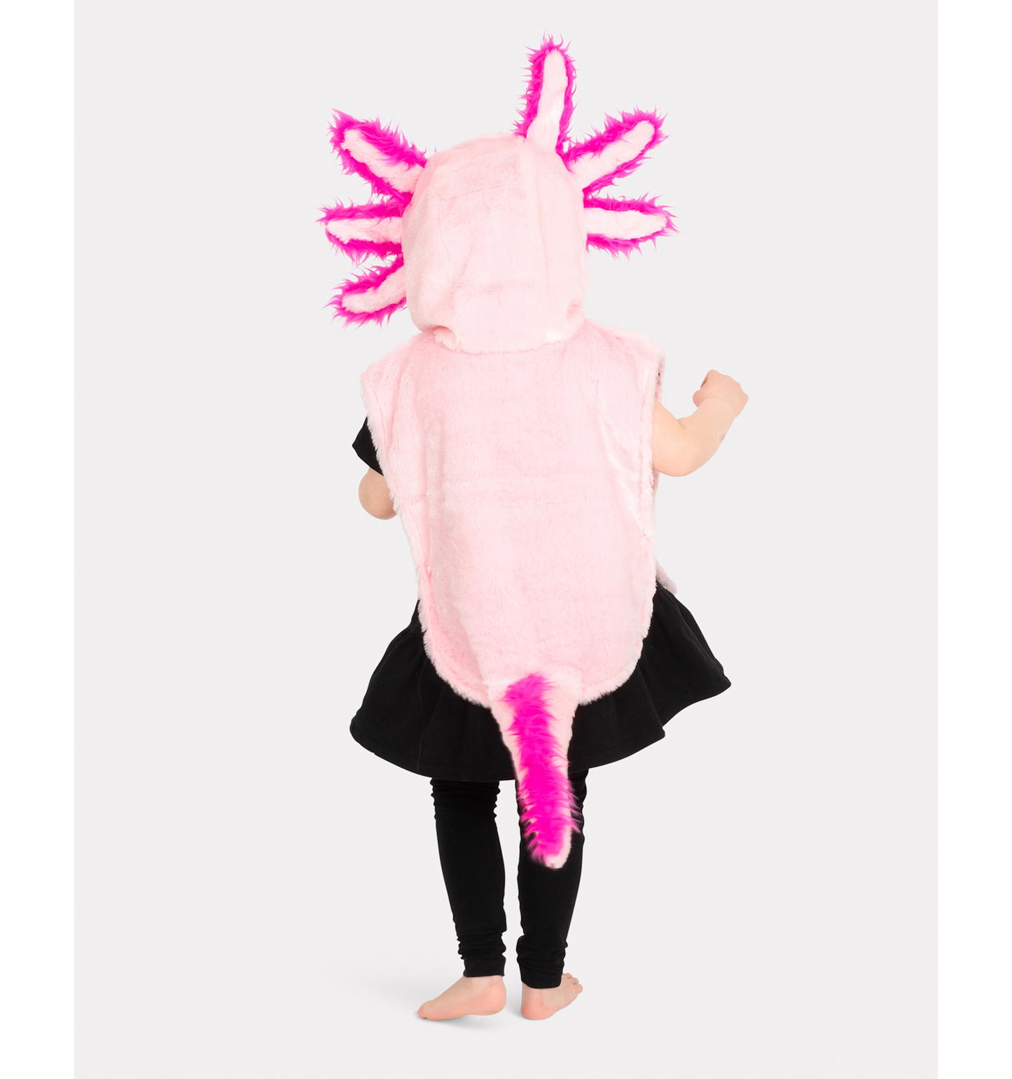Mini Cape Axolotl – rosa kappe med hette (1–4 år) | Den Gode Fen
