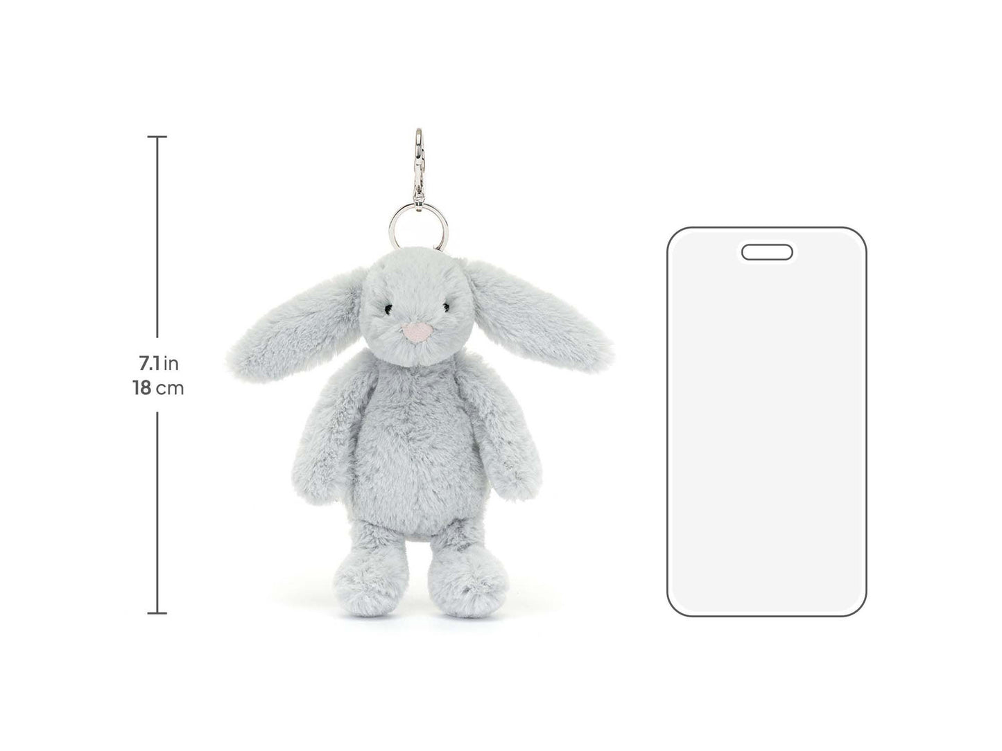 Bashful Silver Bunny Bag Charm – veskepynt 18 cm | Jellycat