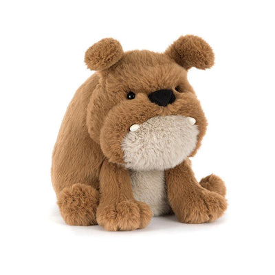 Derreck Dog fra Jellycat – myk hundebamse med hengende ører og stripete skjerf