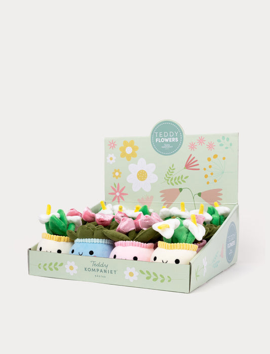 Teddy Flowers 15 cm – plysjblomster i potte (3 varianter) - Bamsedyra AS