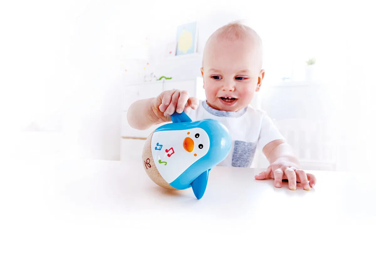 Hape Penguin Musical Wobbler Baby s First Musical Toy for Sensory Fun Bamsedyra