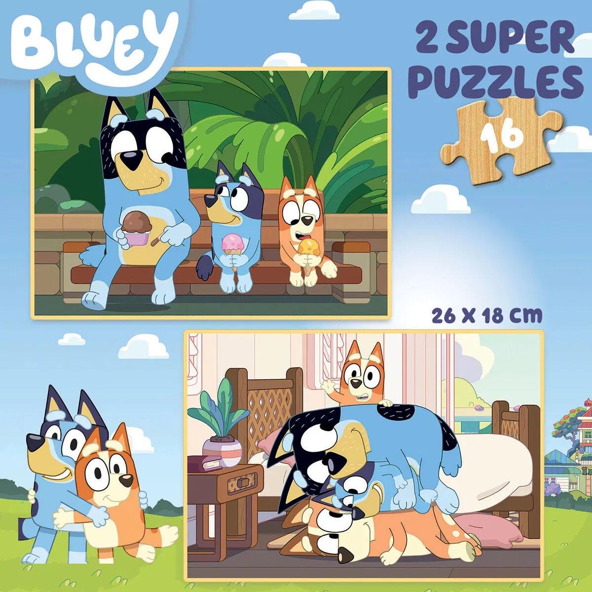 Bluey Jigsaw Puzzle: Double the Fun with 2 x 16 Piece Sets from Educa - Bamsedyra AS