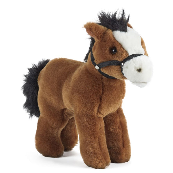 Hestebamse 23 cm – brun med hodelag, realistisk