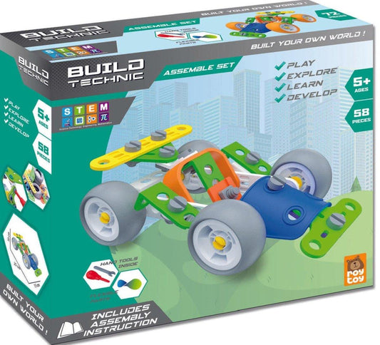Byggesett Racerbil – Build Technic (58 deler) - Bamsedyra AS