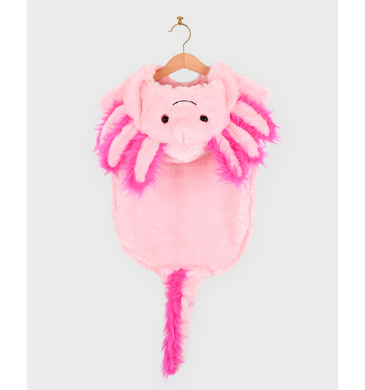 Mini Cape Axolotl – rosa kappe med hette (1–4 år) | Den Gode Fen