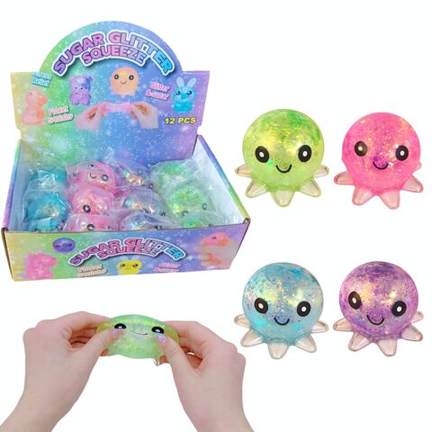 Glitter Blekksprut stressleke | Assortert | 1 stk