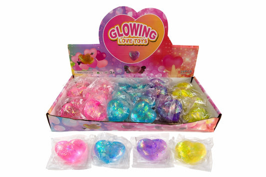 Glitter Hjerte stressleke | Malt Sugar | Assortert | 1 stk