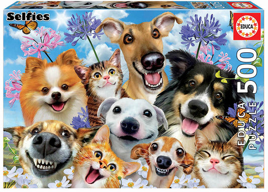 Educa Selfies Puzzle - 500 Pieces - Smiling Pets Adventure!