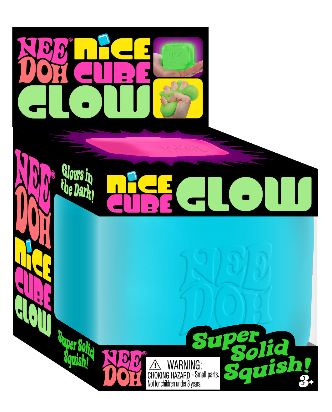 NeeDoh Nice Cube Glow – selvlysende stresskube (assorterte farger) | Schylling