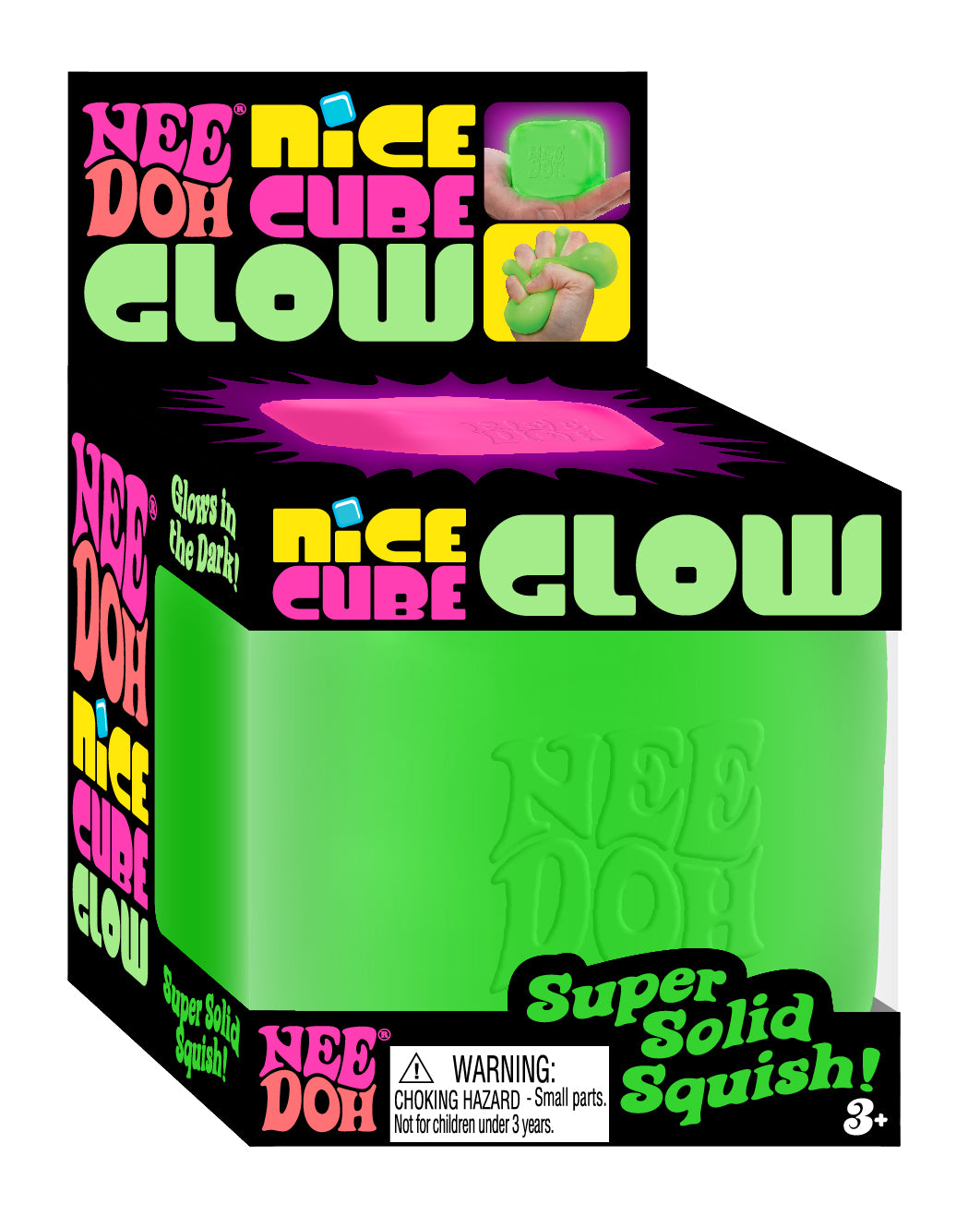 NeeDoh Nice Cube Glow – selvlysende stresskube (assorterte farger) | Schylling