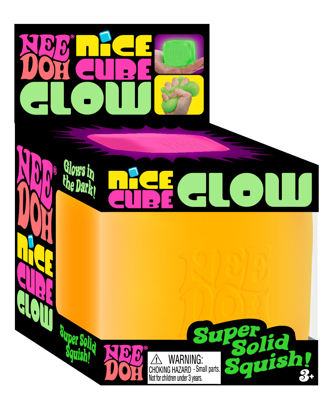 NeeDoh Nice Cube Glow – selvlysende stresskube (assorterte farger) | Schylling