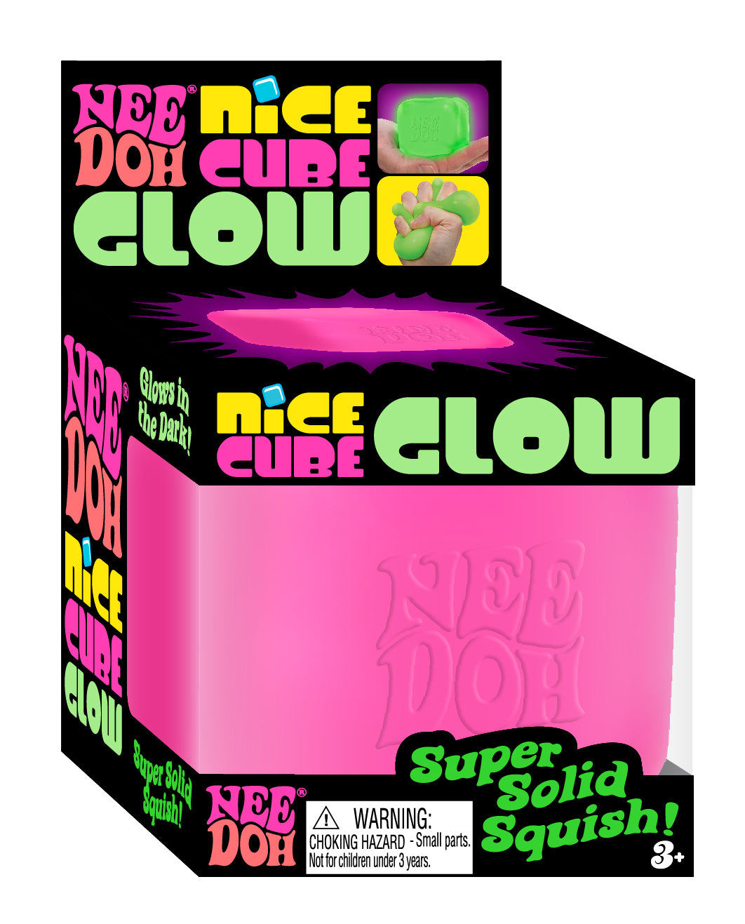 NeeDoh Nice Cube Glow – selvlysende stresskube (assorterte farger) | Schylling