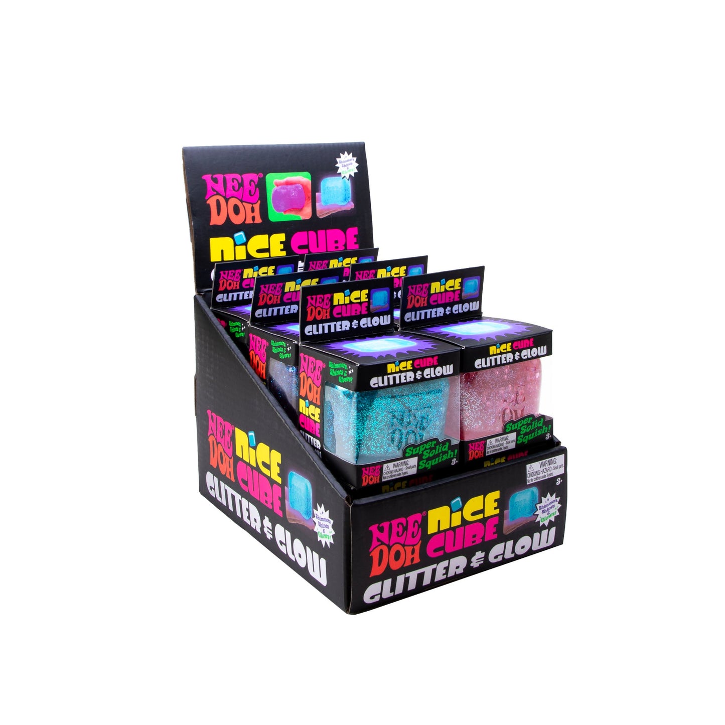 NeeDoh Nice Cube Glitter & Glow – stresskube (3 farger) | Schylling