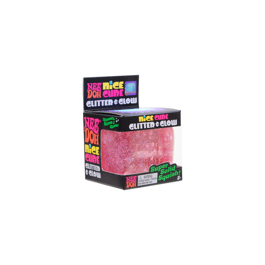 NeeDoh Nice Cube Glitter & Glow – stresskube (3 farger) | Schylling