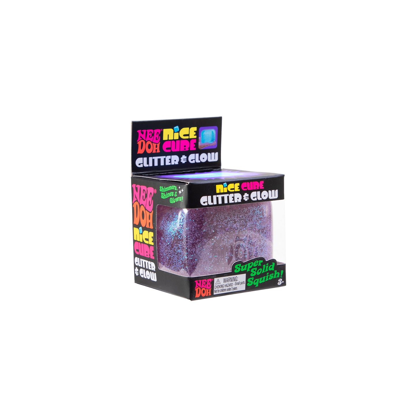 NeeDoh Nice Cube Glitter & Glow – stresskube (3 farger) | Schylling