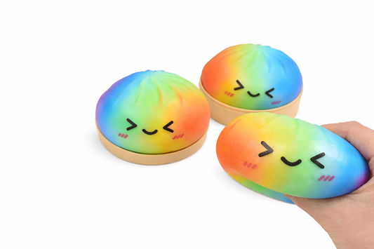 Squishy Dumpling Rainbow Foam – regnbuefarget foam squishy i steamer basket