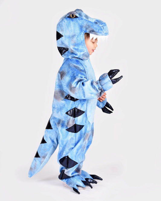 T-Rex dinosaur jumpsuit barn 4–5 år (110) – lyseblå | Den Gode Fen