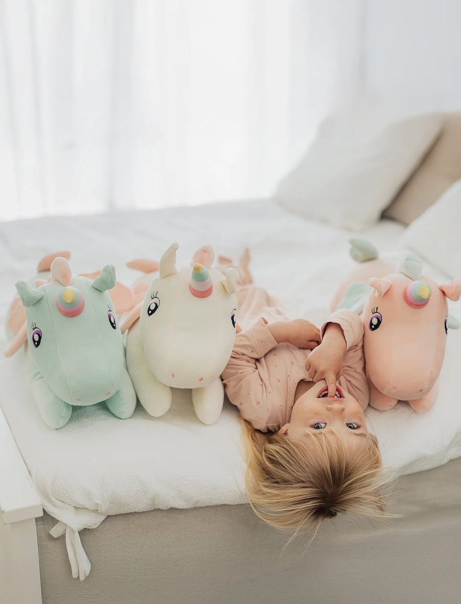 Enhjørning Bamse Liggende 52 cm Rosa | Teddykompaniet
