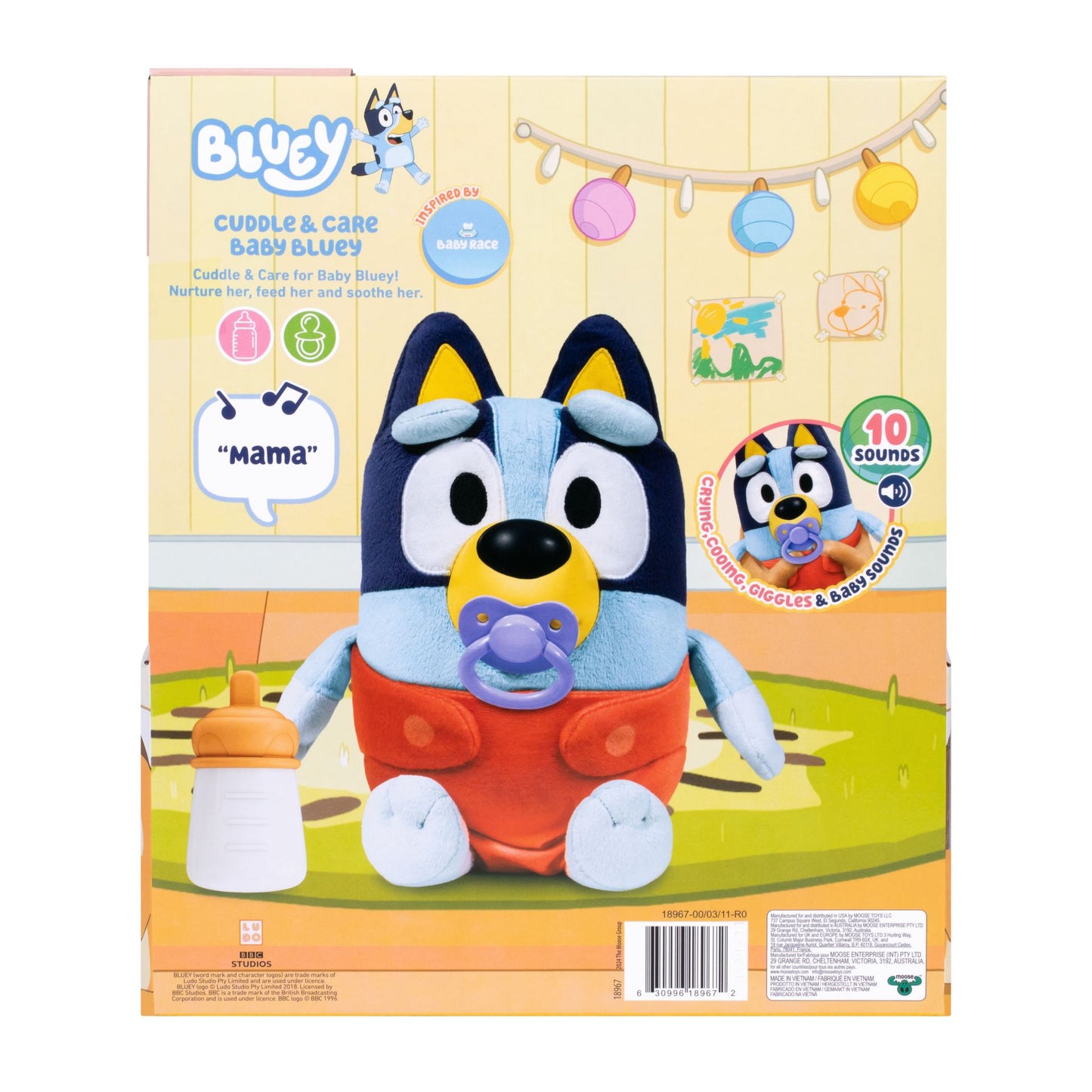 Bluey Baby bamse med lyd 25 cm | Offisiell Bluey