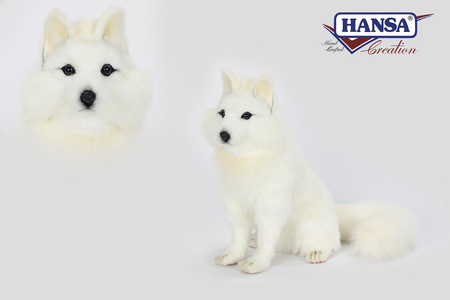 Snow Fox Sitting Plush - 28 cm by Hansa Creation (Coming 01.11.24)