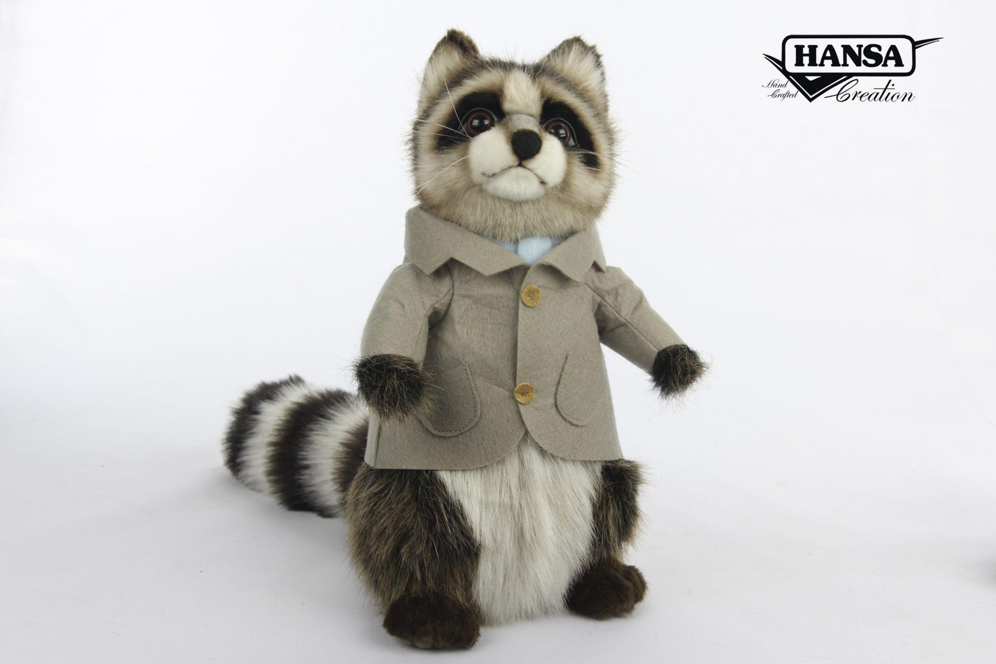 Hansa Creation Raccoon Dad with Clothes - Wise and Lifelike Plush Toy - Bamsedyra