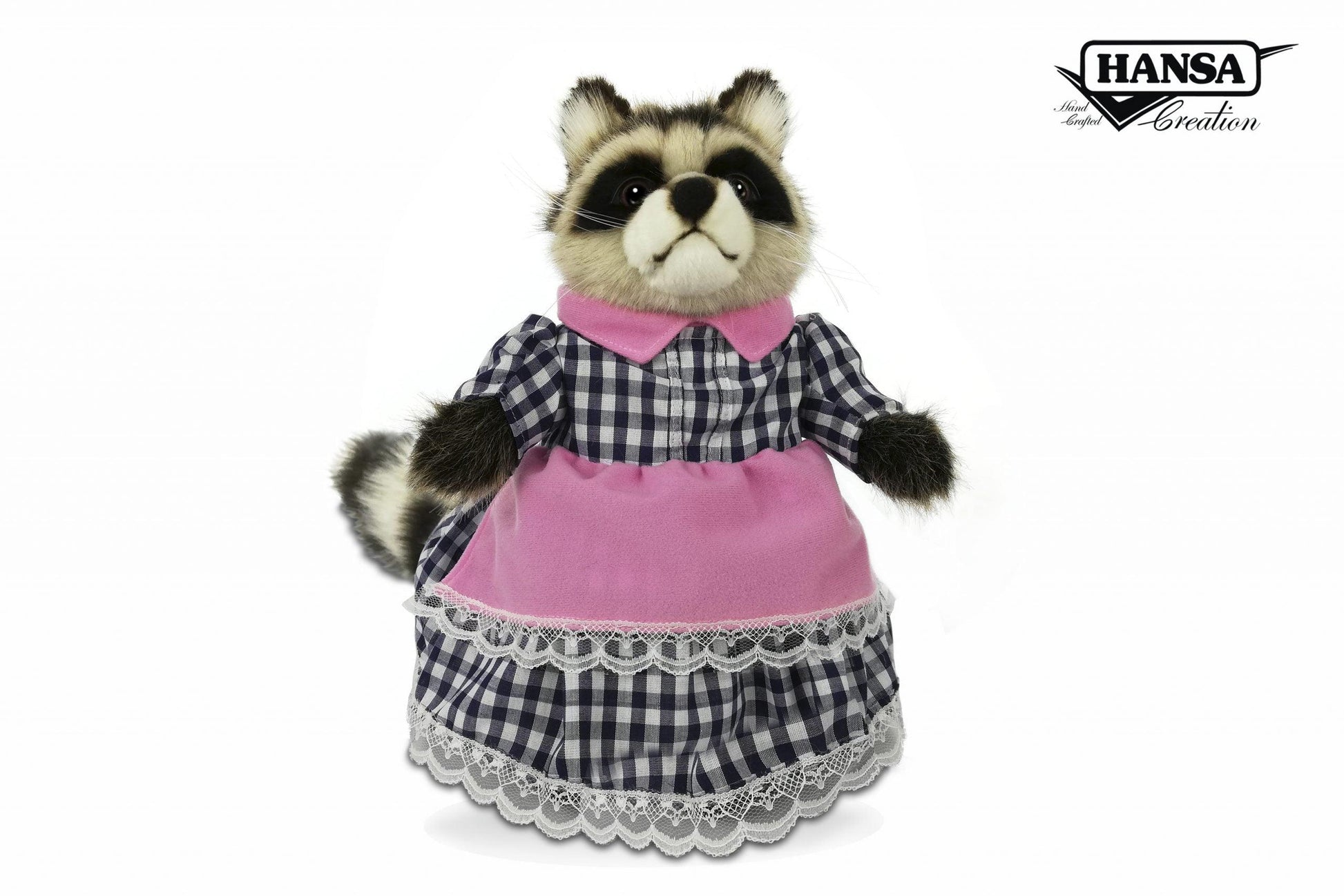 Hansa Creation Raccoon Mom with Clothes Plush Toy - Heartwarming and Lifelike Stuffed Animal - Bamsedyra