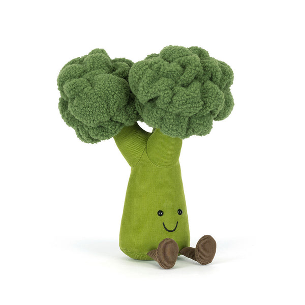Jellycat Amuseables Broccoli – grønn brokkoli kosedyr med myk stamme og smilende ansikt, medium