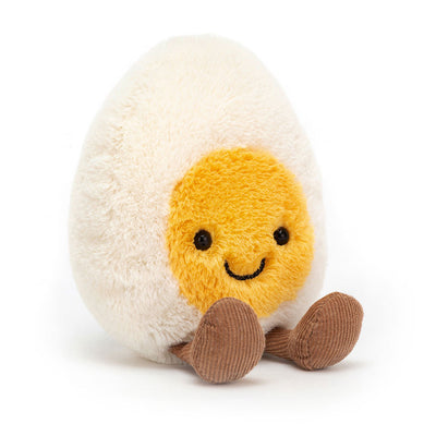 Jellycat | Amuseables Happy Boiled Egg | Hvit/Gul | ca. 14 cm - Bamsedyra AS