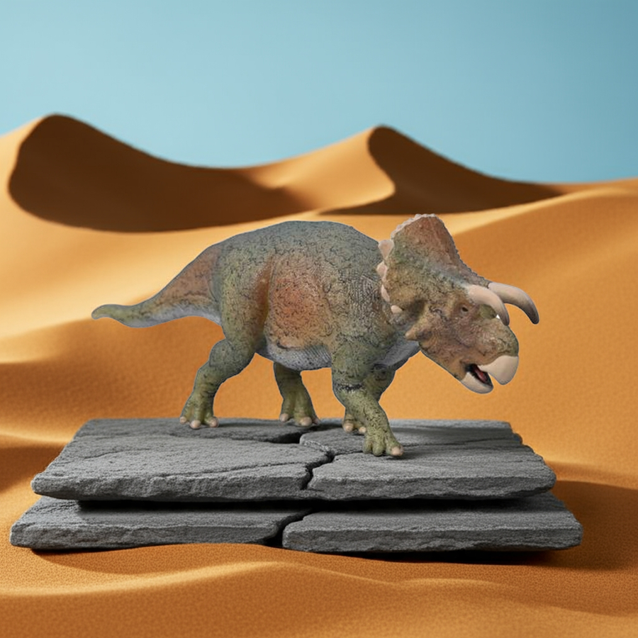 CollectA Furcatoceratops Dinosaurfigur – sidevisning av naturtro furcatoceratops