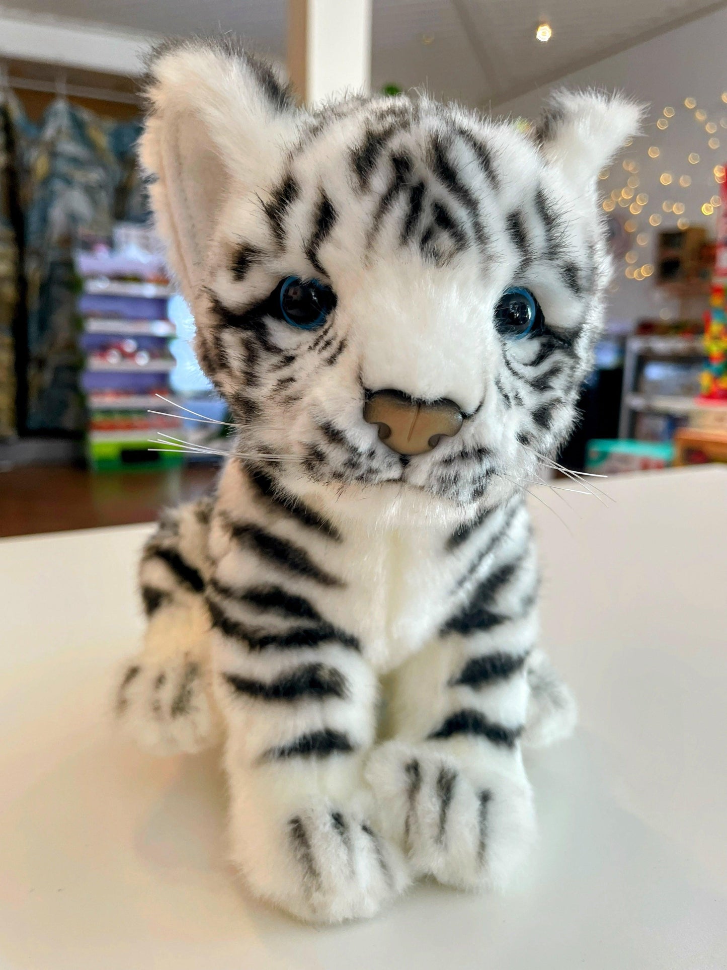 Hansa Creation White Tiger Cub Plush Toy - Playful and Lifelike Stuffed Animal - Bamsedyra