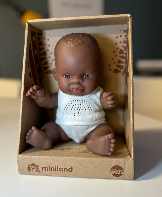 African Boy Baby Doll 21cm | Miniland