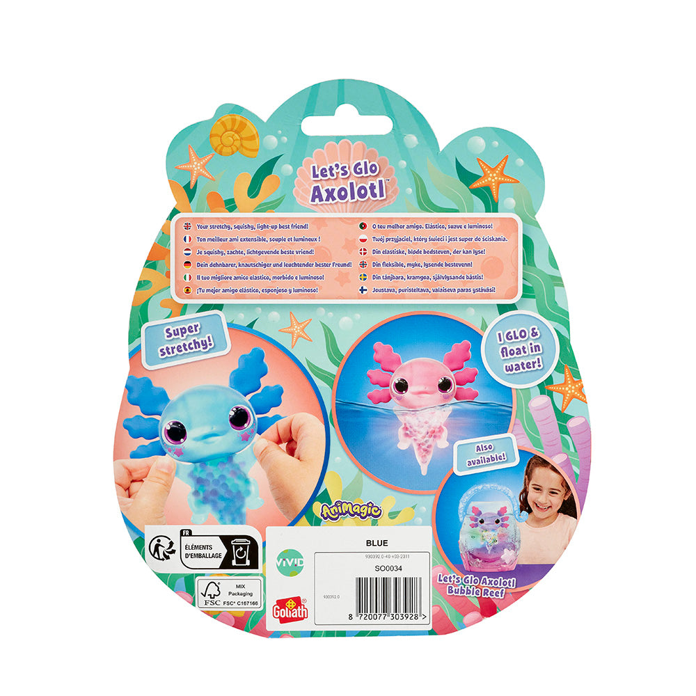 Animagic Let’s Glo Axolotl – lysende vannleke (blå/rosa)