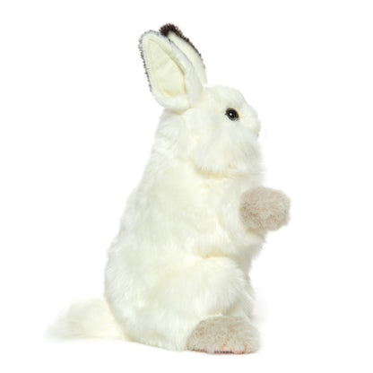 Hansa Creation | White Rabbit Puppet | Hvit | 34 cm Side View - Bamsedyra AS