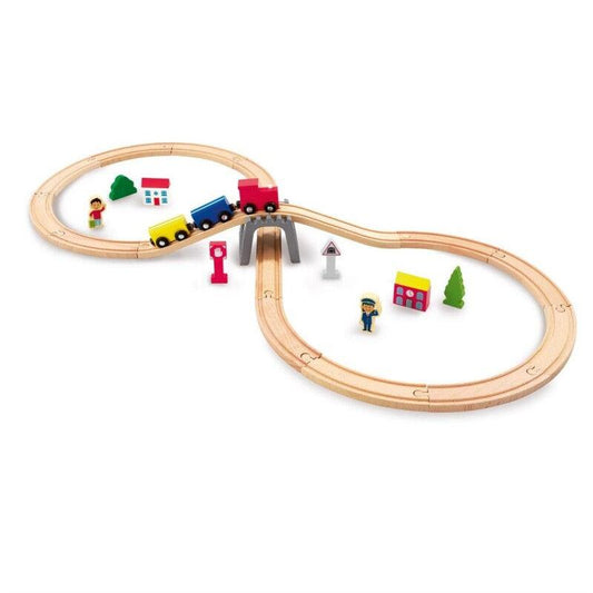 Woodlets 30 Piece Train Set – Classic Wooden Train Set for Endless Fun - Bamsedyra