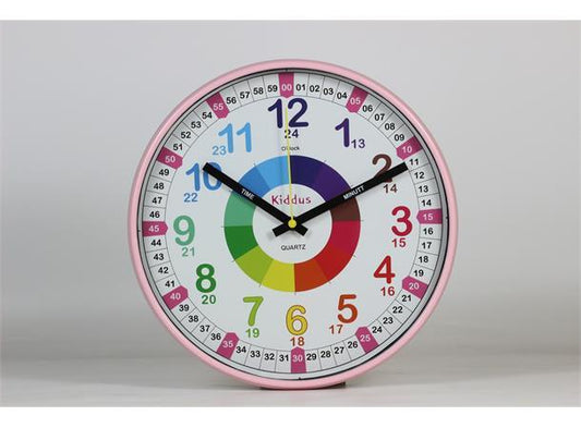 Kiddus Wall Clock Pink - Bamsedyra