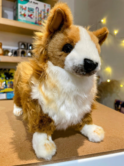 Charming Hansa Creation Corgi Dog Plush Toy - Realistic and Adorable Welsh Corgi Stuffed Animal - Bamsedyra