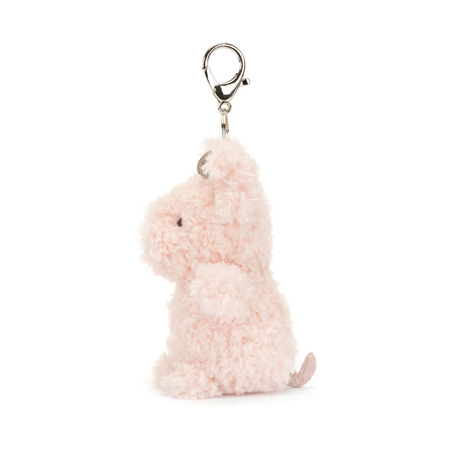 Jellycat Little Pig Bag Charm bakfra – rosa gris nøkkelring