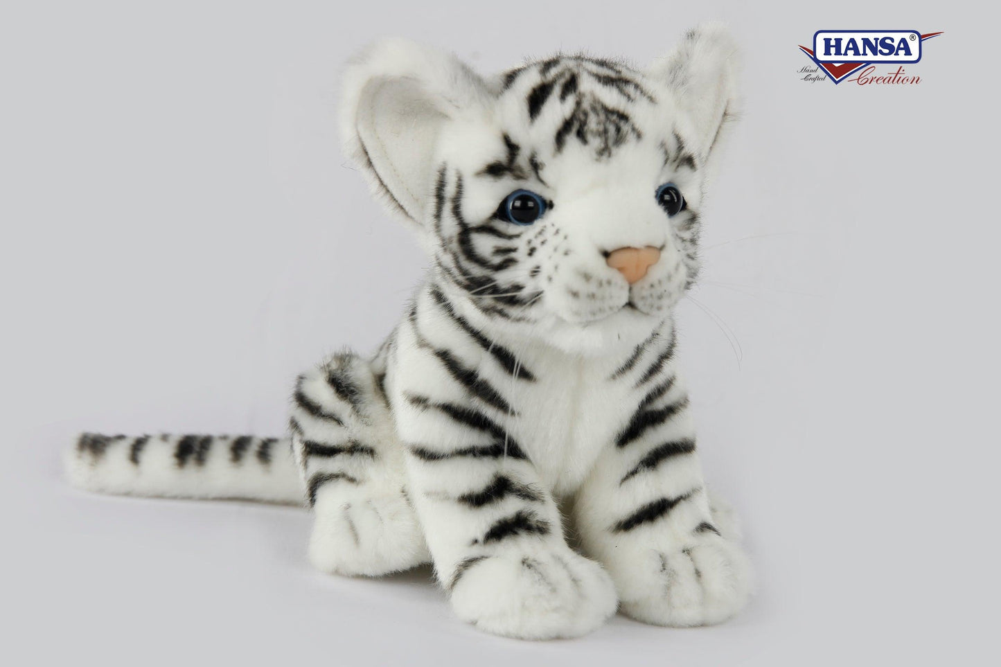 Hansa Creation White Tiger Cub Plush Toy - Playful and Lifelike Stuffed Animal - Bamsedyra