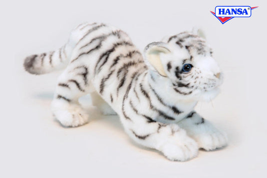 Hansa Creation White Prowling Tiger Plush Toy - Majestic and Lifelike Stuffed Animal - Bamsedyra