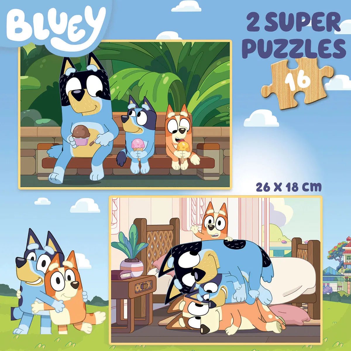 Bluey Jigsaw Puzzle: Double the Fun with 2 x 16 Piece Sets from Educa - Bamsedyra