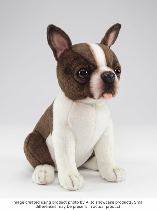 Hansa Creation Boston Terrier Teacup – naturtro svart og hvit Boston Terrier hundebamse med store øyne