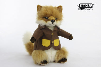 Charming Hansa Creation Fox Dad Plush Toy with Clothes - Realistic and Adorable Fox Stuffed Animal - Bamsedyra