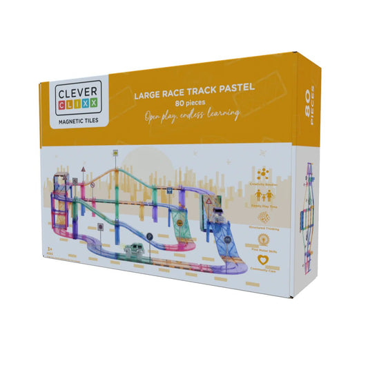 Cleverclixx Large Race Track Pastel – 80 Pieces - Bamsedyra