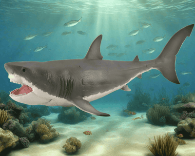 Megalodon Hai Figur 30 cm | CollectA Deluxe - Bamsedyra AS