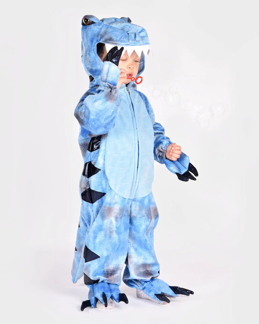 T-Rex dinosaur jumpsuit barn 4–5 år (110) – lyseblå | Den Gode Fen