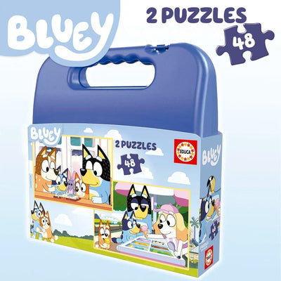 Educa Bluey Puzzle Carry Case - 2 Puzzles, 48 Pieces Each - On-the-Go Fun! - Bamsedyra AS