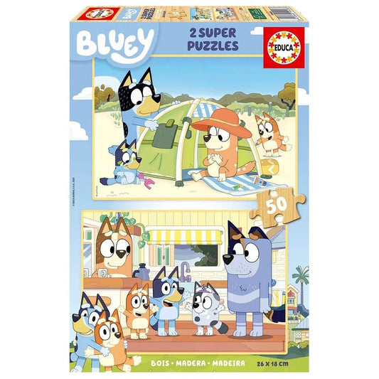 Educa Bluey Super Puzzle Set - 2 Wooden Puzzles - Fun for Little Fans! - Bamsedyra