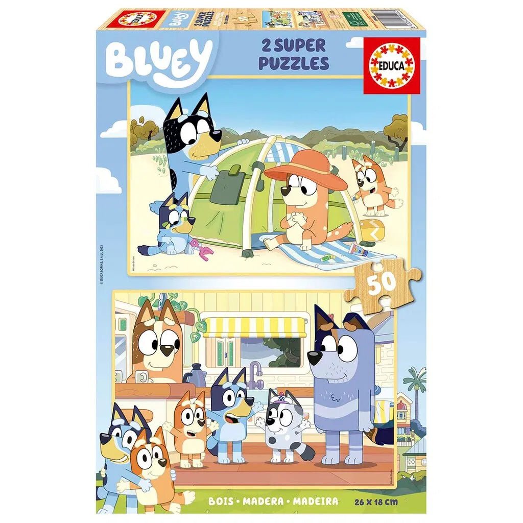 Educa Bluey Super Puzzle Set - 2 Wooden Puzzles - Fun for Little Fans! - Bamsedyra